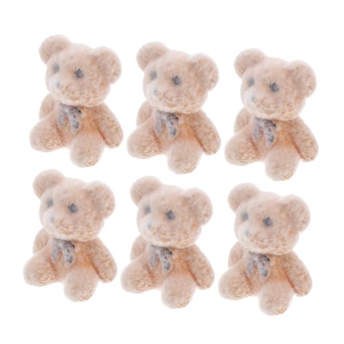 BESTonZON Lächelnder Bär Cupcake-Topper 6 Stück Mini-Stuffer-Tiere Plüsch Dekorative Mini-bären Für Partys Geburtstage Hochzeiten von BESTonZON