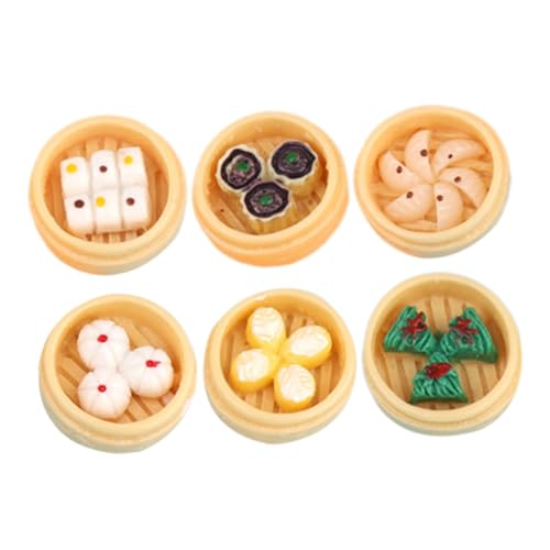 BESTonZON 6st Mini-dampfbrötchen Miniatur-lebensmittelspielzeug Food-Modell Miniaturfutter Mini Spiel Essen Mini Dampfgarer Miniatur-dampfbrötchenmodell Mini-Food- Mini Schmücken Harz von BESTonZON
