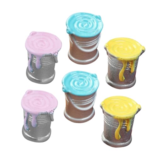 BESTonZON 6st Simulierter Farbeimer Puppenhaus-farbeimer Mini-farbeimer Winziger Farbtopf Mini-haushandwerk Miniatur-farbdose Zum Modellieren Und Basteln Kleine Hausdekoration Harz von BESTonZON