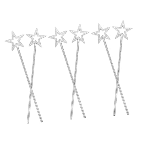 BESTonZON 6st Stern Zauberstab Aufkleber Feenstern Sternenfee-stäbchen Partydekorationen Mädchen Feenflügel Prinzessinnenkostüm Sternenfee-Sticks Glänzender Feenstab Hexenstab Plastik von BESTonZON