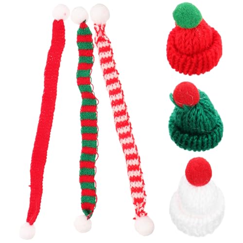 BESTonZON 6st Weihnachtsbaum Hut Zylinder Säuglingsmütze Strickmütze Minihüte Zum Basteln Kappe Mini-schneemannmütze Mini-weihnachtsmütze Schal Kleiner Hut Plüsch Babymütze Kleine Hüte Garn von BESTonZON