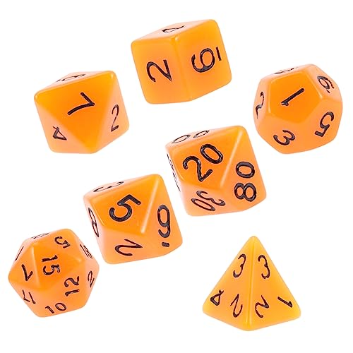 BESTonZON 7 STK Leuchtende Würfel Spielwürfel Aus Kunststoff Gaming-würfel-Requisiten Würfel Für Rollenspiele Würfel Mit Mehreren Seiten Partywürfel Aus Kunststoff Plastik Orange von BESTonZON