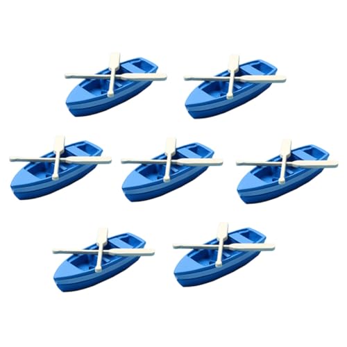 BESTonZON 7 Satz Teiliges Miniatur Boot aus Premium Harz mit Holzpaddeln Mini Stranddeko für Puppenhaus Garten und Sandkasten Langlebige Mikro Landschaftsfiguren für Tisch und von BESTonZON