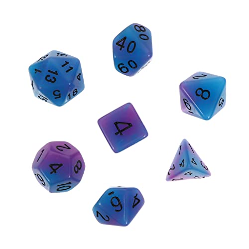 BESTonZON 7 Stück Leuchtende facetten reiche Würfel twocolors Two Colors Party Dekoration Present Ideas Spiele Familie tragbare Spielwürfel Unterhaltungswürfel Würfel für Rollenspiele Harz Blue von BESTonZON