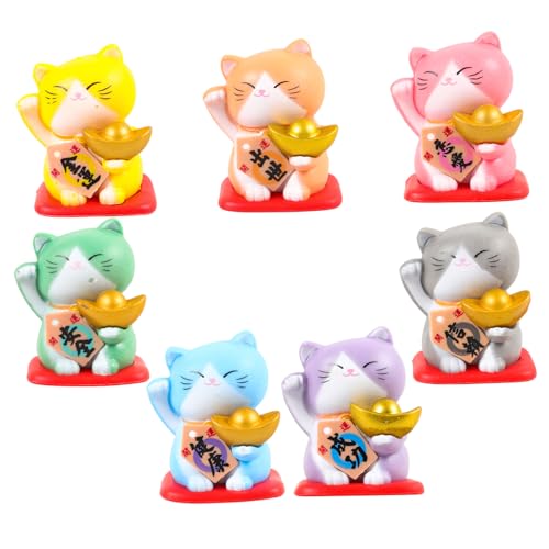 BESTonZON 7stücke Miniatur Katzenfiguren Aus Resin Kreative Gartenornamente Für Miniatur Landschaften Dekoration Für Garten Büro Und Zuhause von BESTonZON