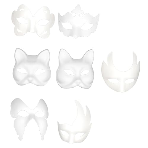 BESTonZON 7 Stück Teiliges Diy Papiermaske für Weiße Bastelmasken zum Ausmalen und Gestalten für Partys Karneval und Kreative Projekte BESTonZON 7 Stück Teiliges Diy Papiermaske für Weiße Bastelmasken zum Ausmalen und Gestalten für Partys Karneval und Kreative Projekte von BESTonZON