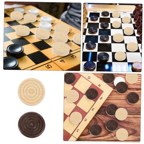 BESTonZON 72 Stück Holz Schachspielsteine Teiliges Runde Stabile Spielfiguren aus Sicherem Holz Tragbar Kompatibel mit Dame und Diversen Brettspielen Spielzubehör für Party und Reise von BESTonZON