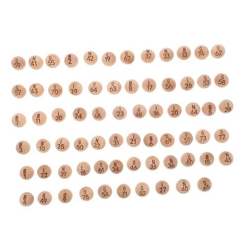 BESTonZON 75 Stück Teiliges Holz Bingo Zubehör Set mit Nummerierten Klar Gravierten Loskugeln Leicht und Tragbar für Raffles Spieleabende und Familienunterhaltung von BESTonZON