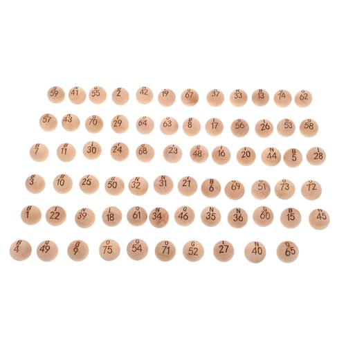 BESTonZON 75 Stück Teiliges Set aus Holz Bingo Bällen Nummerierte Bälle für Indoor Unterhaltung Outdoor Events und Spiele Tragbar und Langlebig Eingravierte Zahlen für Fairness und Spaß von BESTonZON