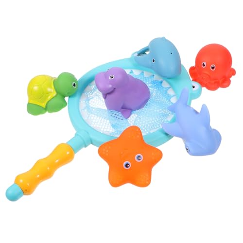 BESTonZON 7Stücke Teiliges Badespielzeug für Kreative Wasserspritztiere mit Schwimmendem und Fisch Kleinem Fischernetz Duschspielzeug für Junge Mädchen und Kleinkinder im Bad BESTonZON 7Stücke Teiliges Badespielzeug für Kreative Wasserspritztiere mit Schwimmendem und Fisch Kleinem Fischernetz Duschspielzeug für Junge Mädchen und Kleinkinder im Bad von BESTonZON