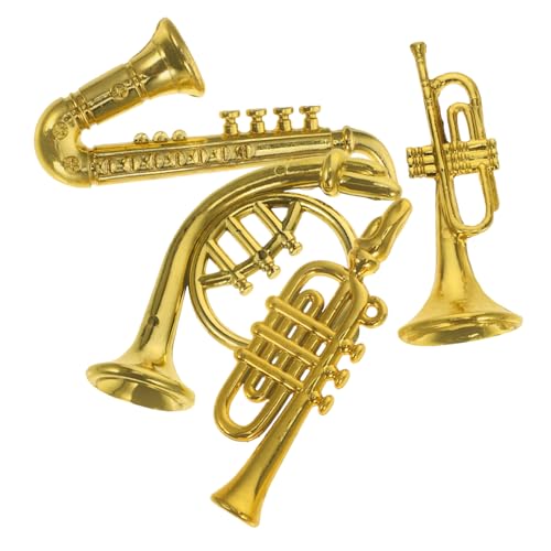 BESTonZON 8 STK Mini-Musikinstrument Puppenhaus Weihnachten Trompetenspielzeug Miniatur-musikinstrumente Gefälschte Trompete Metallische Trompete Mini-Geige Kind Plastik Saxophon von BESTonZON