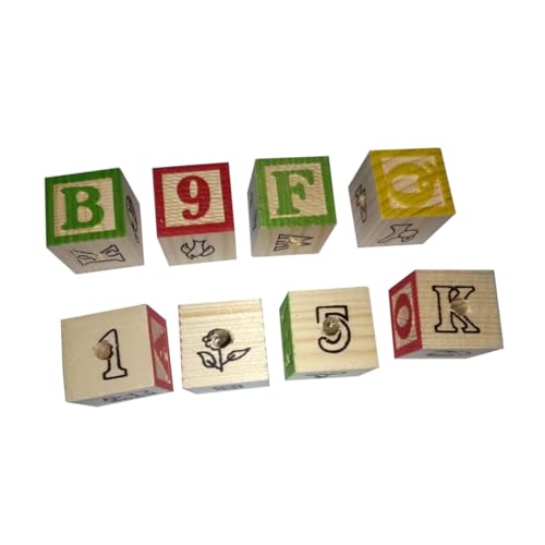 BESTonZON 8stücke Teiliges DIY Holz Buchstaben Und Zahlen Blockset Für Papageien Bunte Mit Mustern Geeignet Als Lern Spielzeug Für Vögel Fördert Kreativität Und Denkvermögen von BESTonZON