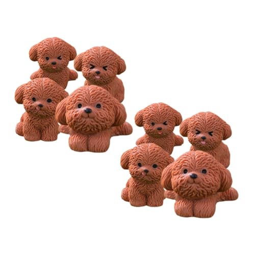BESTonZON 8 Stück Mikrolandschaftsdekoration Kuchen Dekoration Kunsthandwerk aus Kunstharz Cartoon Tierfigur realistischer Hund Hundestatue Tierfiguren aus Kunstharz Mini-Tierfiguren Brown von BESTonZON
