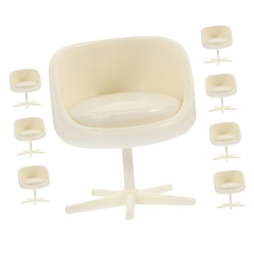 BESTonZON 8 Stück Miniatur Büro Drehstuhl aus Robustem Kunststoff Realistische Puppenhaus Möbel Drehbare Miniatur Stühle für DIY Architekturmodelle und Wohnzimmerschmuck von BESTonZON