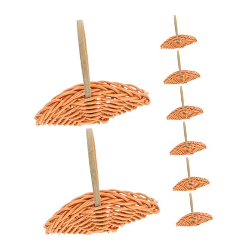 BESTonZON 8 Stück Miniatur Flechtkörbe mit Griffen Imitation Rattan Kleine Blumenkörbe und Süßigkeitenhalter für Puppenhaus Dekoration Hochzeitsfeier und Bastelzubehör von BESTonZON