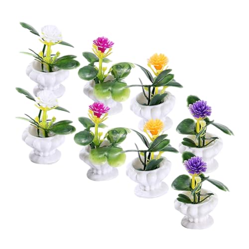 BESTonZON 8 Stück Miniature Künstliche Pflanzen Mini Bonsai Modelle für Puppenhaus Dekoration Realistische Pottpflanzen für DIY Mini Garten Fotografie Requisiten Innen Deko von BESTonZON
