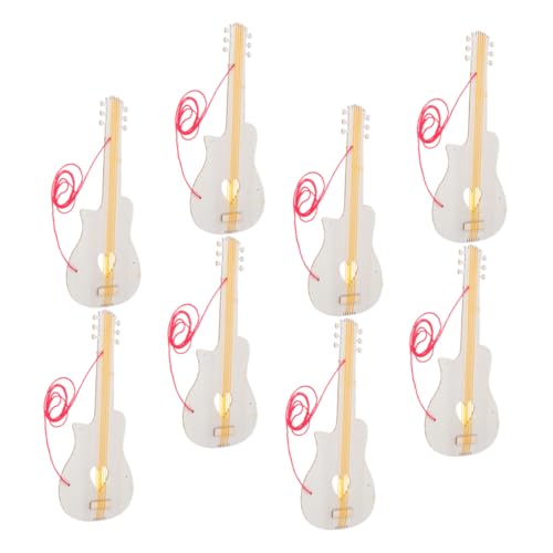 BESTonZON 8 Stück Teiliges DIY Holzgitarren für Unbemalte Holzgitarre zum Bemalen Kreatives Musikinstrument Fördert Feinmotorik und Familienaktivitäten für Kindergarten und Kunstprojekte von BESTonZON