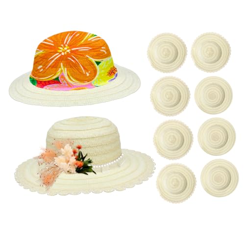 BESTonZON 8 Stück Teiliges DIY Strohhut Weiße Blanko Hüte zum Bemalen für Mädchen Kreative Bastelsets Sommerhut zum Gestalten und Malen Pädagogisches Kunsthandwerk BESTonZON 8 Stück Teiliges DIY Strohhut Weiße Blanko Hüte zum Bemalen für Mädchen Kreative Bastelsets Sommerhut zum Gestalten und Malen Pädagogisches Kunsthandwerk von BESTonZON