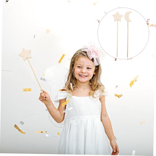 BESTonZON 8 Stück Teiliges Holz Zauberstab für DIY Mond und Stern Designs Sicher und Langlebig für Kostüm und Geburtstagsfeiern Fördert Hand Auge Koordination und Kreatives von BESTonZON
