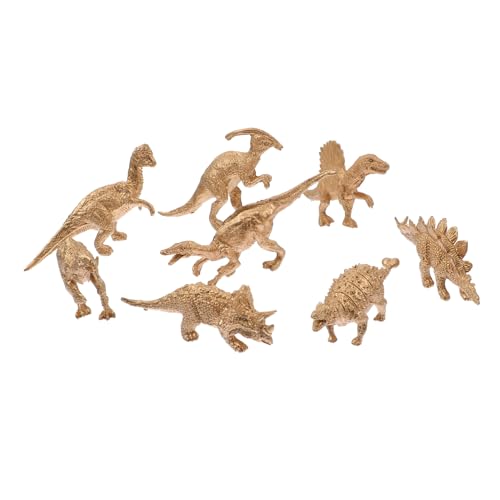 BESTonZON 8 Stück Teiliges Mini Dinosaurier Modellset Realistische Simulation Goldene Desktop Dekoration Spielerisches Lernspielzeug für Kreatives für Geburtstage und Partys von BESTonZON