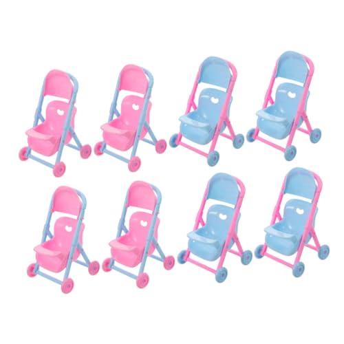 BESTonZON 8 Stück Teiliges Mini Puppenwagen- Realistischer Kunststoff-puppenbuggy für Langlebig und Tragbar Detailgetreues Puppenhaus-zubehör für Kreatives Rollenspiel Drinnen und Draußen von BESTonZON