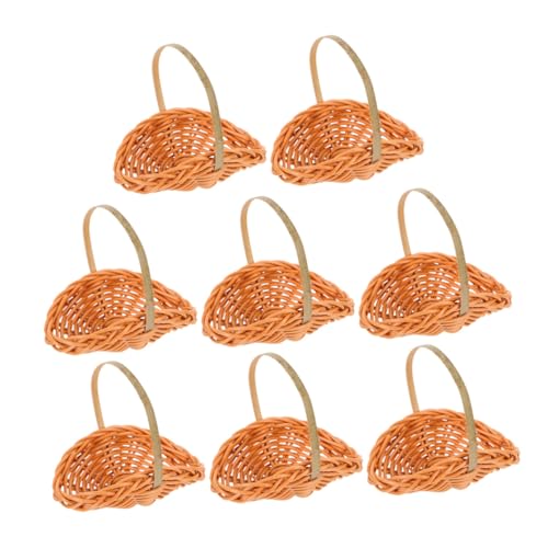 BESTonZON 8 Stück Teiliges Miniatur Körbe aus Imitations-Rattan mit Griffen Kleine Handgeflochtene Blumen Süßigkeitenkörbchen für Puppenhaus Dekoration Hochzeits Party-deko von BESTonZON