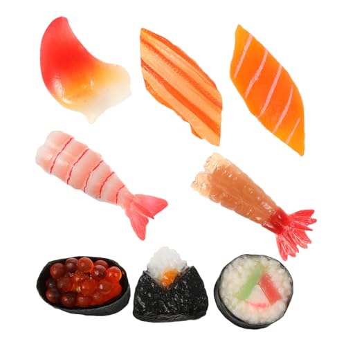 BESTonZON 8 Stück Teiliges Miniatur Sushi Deko aus Langlebigem Realistische Japanische Onigiri und Sushi Modelle für Küche Wohnzimmer Ladendekoration und Kleine Räume von BESTonZON