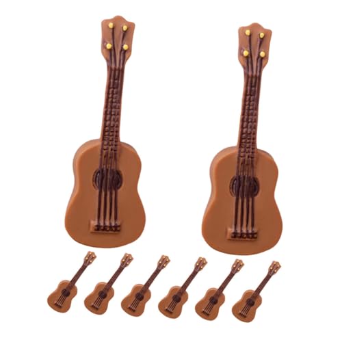 BESTonZON 8 Stück Teiliges Miniatur gitarrenmodell aus Langlebigem Resin Detailgetreues Puppenhaus zubehör Mini Musikinstrument dekor für Miniaturzimmer Robust und Dekorativ für Sammler und von BESTonZON