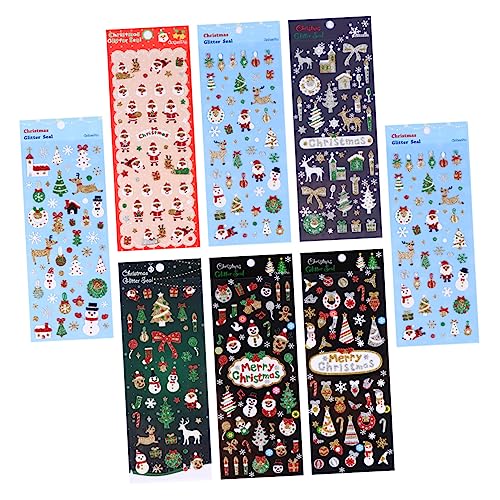 BESTonZON 8 Stück Weihnachtsaufkleber personalisierte Sticker personalisierte Aufkleber Scrapbooking Stickers Weihnachtssticker für deko Cartoon-Aufkleber glänzende klebrige Paste von BESTonZON