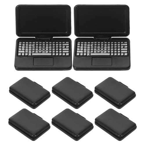 BESTonZON 8-teiliges Mini-Möbelset: Miniatur-Laptops für Puppenhäuser – Faltbare Mini-Spielzeug-Laptops für Kinder – für Rollenspiele und Kreativität von BESTonZON