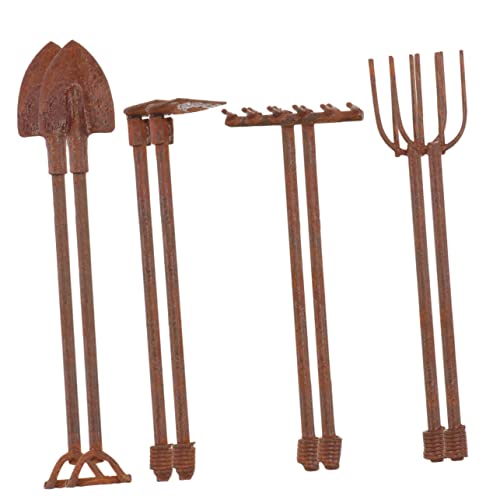 BESTonZON Retro-Miniatur-werkzeugset 8-teiliges Set Rustikale Schaufel Für Hausdekoration Und Mini-landschaftsrequisiten von BESTonZON