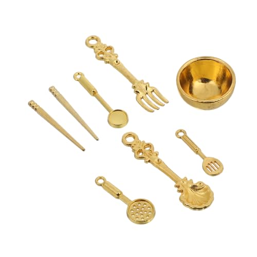 BESTonZON 8Stücke Teiliges Geschirrset mit Schüsseln Löffeln und Gabeln für Puppenhaus Zubehör für Kreative Rollenspiele und Dekoration Goldene Ausführung BESTonZON 8Stücke Teiliges Geschirrset mit Schüsseln Löffeln und Gabeln für Puppenhaus Zubehör für Kreative Rollenspiele und Dekoration Goldene Ausführung von BESTonZON