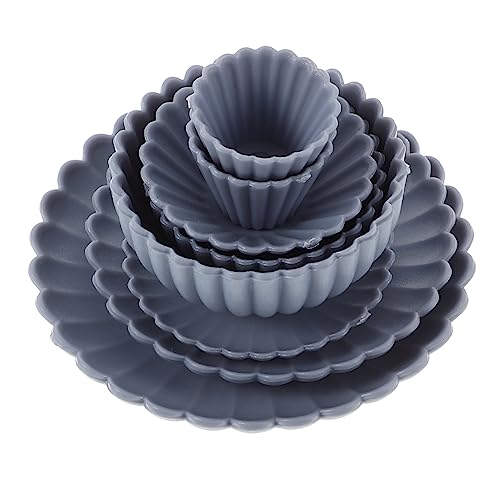 BESTonZON 8st Puppenhaus-spielzeugset Kleine Kekse Dekoration Dekoration Bausätze Mini-zubehör Kleiner Spiegel Miniglas Mini-Kaffee Party Mini-Kuchen Accessoires Vorgeben Künstlich PVC Blue von BESTonZON