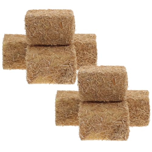 BESTonZON 8stücke Miniatur Heuballen Deko Falsches Heu Für Puppenhaus Holzmaterial Für Herbst-szenen Realistische Mini-Dekoration Für Spielzeugfarm von BESTonZON