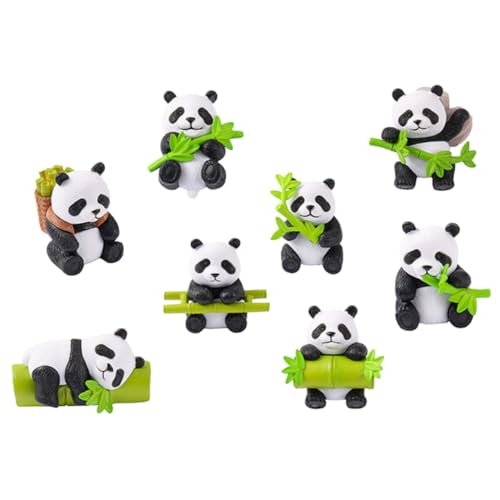 BESTonZON 8stücke Panda-miniaturfiguren Aus Kunstharz Spielset Mit Panda-Figuren Tierornament Für Schreibtisch Und Garten Verarbeitung Und Leuchtendes Farbdesign von BESTonZON