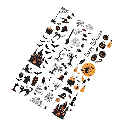 BESTonZON 9 Blätter Halloween-computeraufkleber Spinnenaufkleber Hexenaufkleber Geisteraufkleber Fledermausaufkleber Halloween-Aufkleber Scrapbook-Verzierungen Scrapbook-Aufkleber PVC von BESTonZON