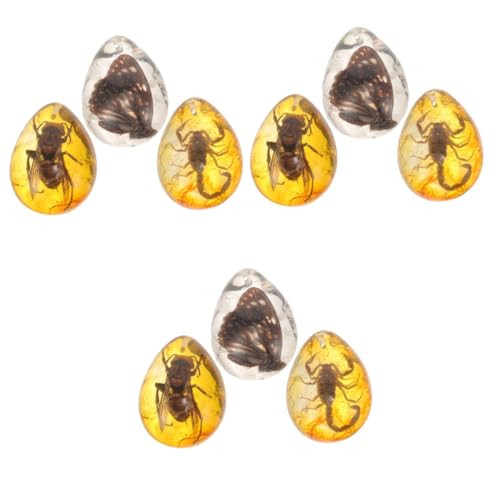 BESTonZON 9 STK Insekten-Bernstein-Exemplar Insekten präparieren Insekten-Präparat Insekten-Sammlungsstück Insekten-Anhänger DIY-Insekten-Bernstein basteln Bernsteinexemplar mit Insekt Harz von BESTonZON