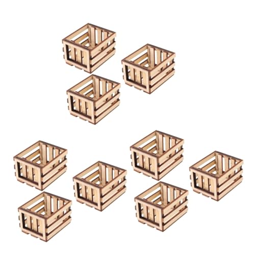 BESTonZON 9 STK Miniaturen Spielen mit Holzrahmen ablagekörbe kühlkorb einkaufskorb Mini-Aufbewahrungskörbe Vintage Weidenkorb Vorratsbehälter Pilzdekor Spielhaus schmuck Mini-Hausschmuck von BESTonZON