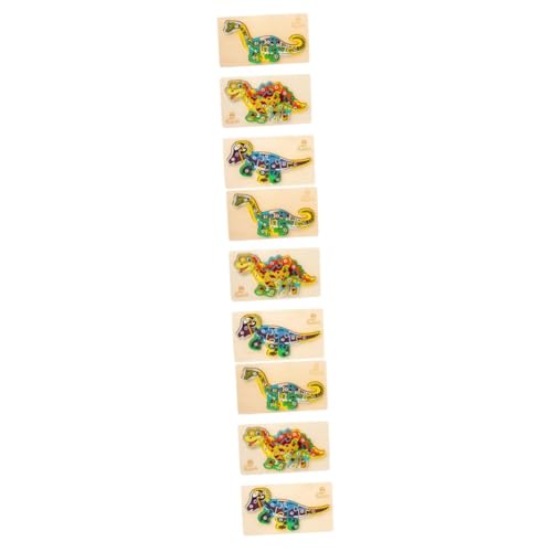 BESTonZON 9 Sätze Dinosaurier 3D-Puzzle Spielzeug Blöcke Anzahl Holz von BESTonZON