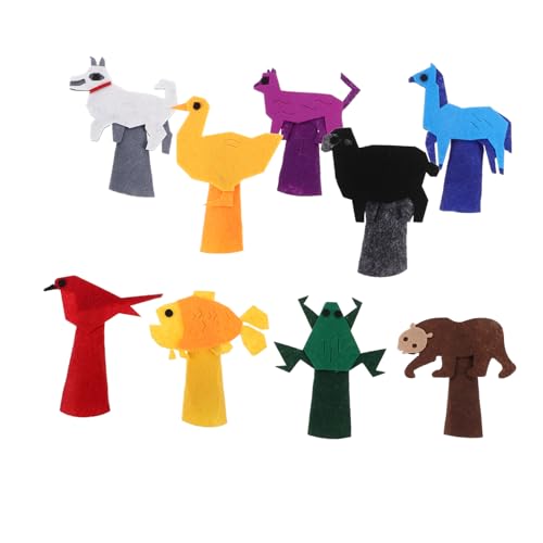 BESTonZON 9 Stück Cartoon Animal Puppet Filztierhandpuppen Fingerpuppen Fingerpuppen in Tierform Fingerpuppenfamilie Nettes Weiches Filzspielzeug Fingerpuppen Für Gefühlt von BESTonZON