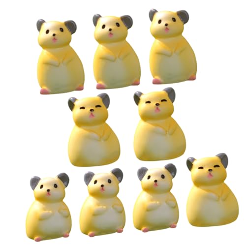BESTonZON 9 Stück Mikrolandschafts-Pika tierfiguren tooniesfiguren Tierische Gartenornamente sensorisches Kunstpflanzen drinnen gut Puppe Grastierdekor Tierverzierungen Harz Yellow von BESTonZON