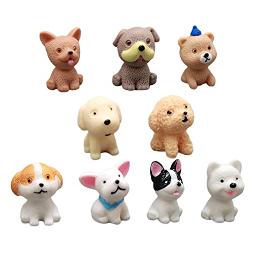 BESTonZON 9 Stück Mini-welpen-Ornament Für Hundemodelle Auto Cupcake-verzierung Tierspielzeug Kauer Züchten Für Haustiere Figuren Bindestrich Colorful Harz von BESTonZON