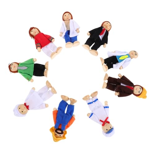 BESTonZON 9 Stück Teiliges Holz-Dollhouse-Familien-Set mit Beweglichen Mini-Figuren Pädagogische Biegsame Berufsfamilien-Figuren für Kleinkinder Fördert Rollenspiel und Geschichtenerzählen von BESTonZON