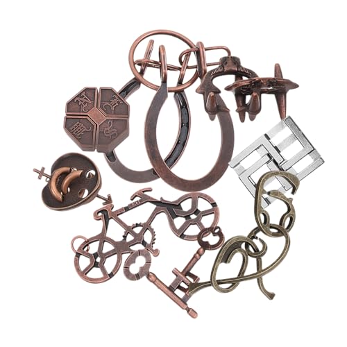 BESTonZON 9 Stück Teiliges Metall Teaser Puzzle Intelligentes Luban Lock für Denkspiele Stressabbau und Fidgeting für Partys und Familienspiele von BESTonZON