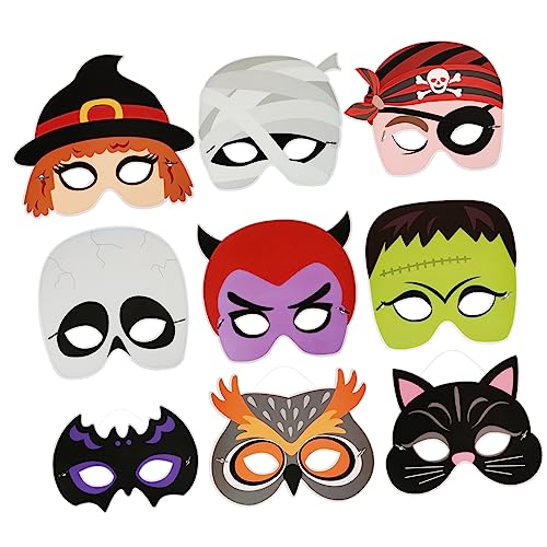 BESTonZON 9-teiliges Halloween-maskenset Cosplay-masken für Erwachsene Einzigartige Papiermasken Elastisches Band Dekorative Requisiten für Partys Bühnenauftritte Maskenbälle BESTonZON 9-teiliges Halloween-maskenset Cosplay-masken für Erwachsene Einzigartige Papiermasken Elastisches Band Dekorative Requisiten für Partys Bühnenauftritte Maskenbälle von BESTonZON