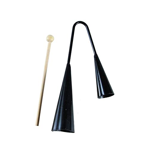 BESTonZON Agogo Bell Kinderinstrument Handlich Zwei Klingel Traditionelles Percussion Instrument Für Jungen Mädchen Ab Jahren Robustes Musikinstrument Schwarz von BESTonZON