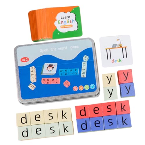 BESTonZON Alphabet Lernspielzeug Großen Buchstabenwürfeln und Wortkarten Buntes Rechtschreibspiel für Worterkennung Gedächtnis und Eltern Junge Mädchen Beziehung von BESTonZON