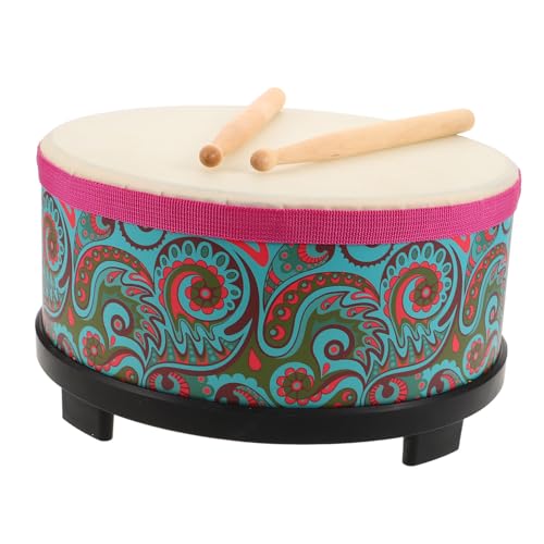 BESTonZON Bodentrommel mit Blumenmuster Orff Percussion Schlaginstrument für Frühe Musikausbildung Robustes Holzspielzeug für Kleinkinder Fördert Rhythmus und Motorische Fähigkeiten von BESTonZON