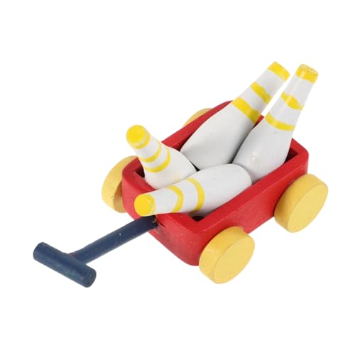 BESTonZON Bowlingkugel-Modell Mini-cart-schubkarren-Modelle Bowling-pin Mini Winzige Accessoires Puppenhaus-dekorationszubehör Mini-schubkarren-Modelle Gartenminiaturen Minigolfball Holz von BESTonZON
