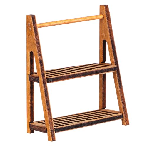 BESTonZON Brotregal-Ornamente Mini -Nachttisch Puppenhaus-Zeitungsständer für kinderspielzeug Holzregal Miniaturmöbel entzückender Mini-Brotständer hölzern Coffee von BESTonZON